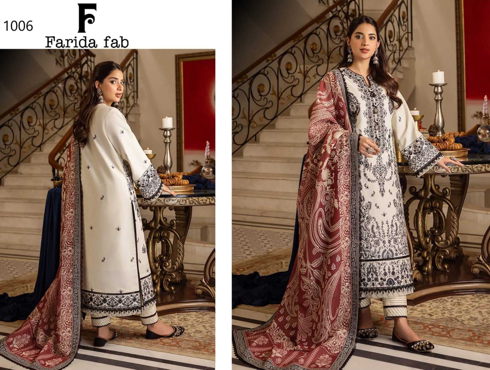 Farida Fab Gul Mohor Cotton Digital printed Dress Material Wholesale catalog