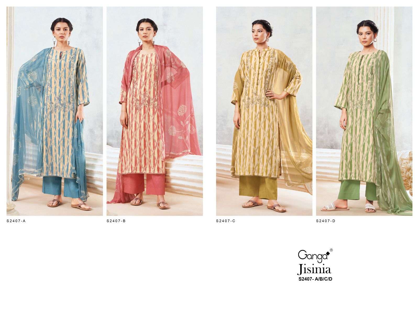 Ganga JISINIA 2407 Dress Materials Wholesale catalog