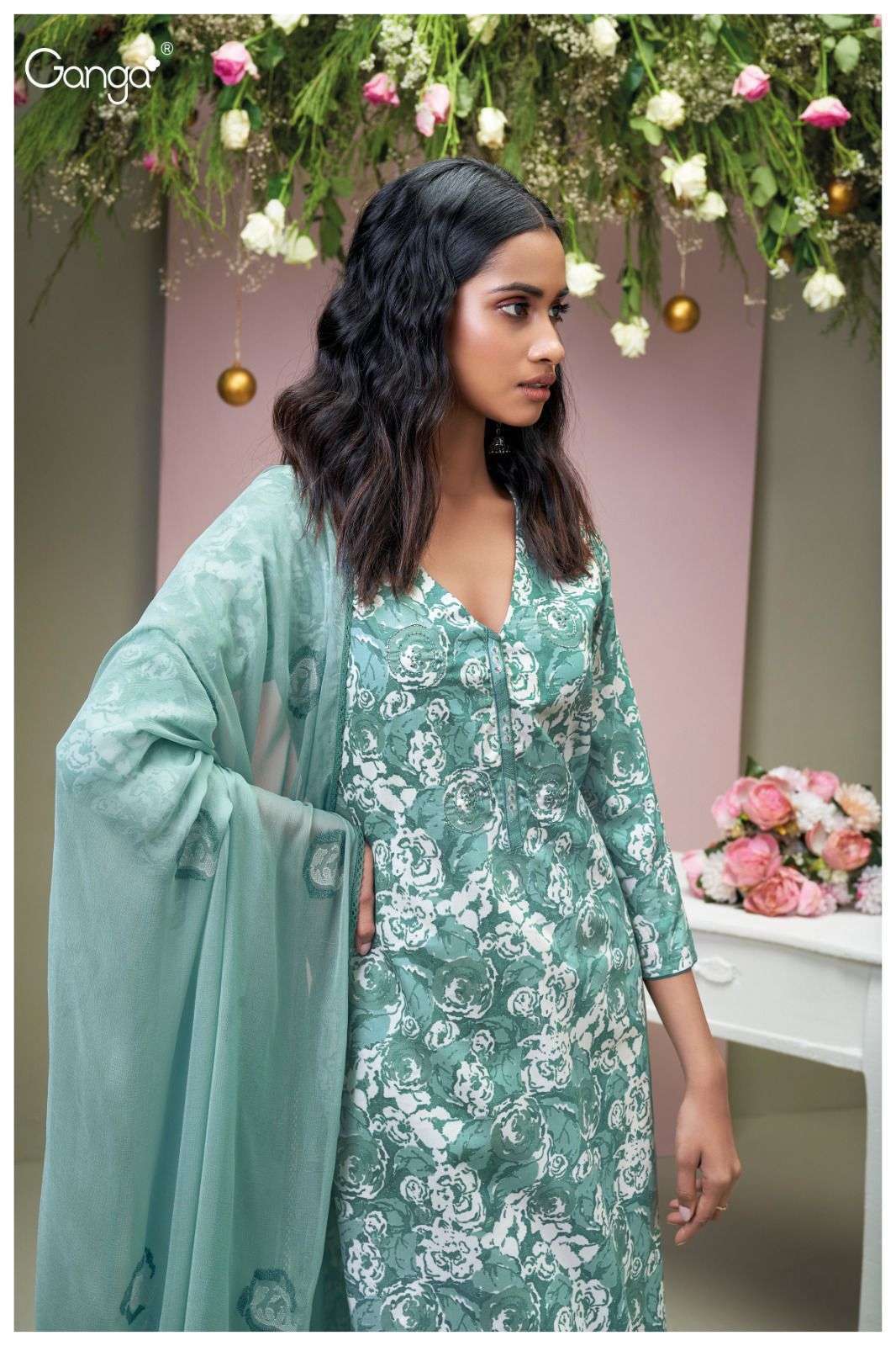 GANGA TEMPANY 2219 Dress Materials Wholesale catalog