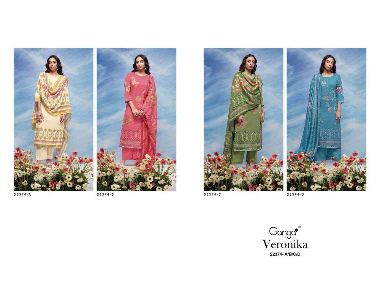 Ganga VERONIKA 2374 Dress Materials Wholesale catalog