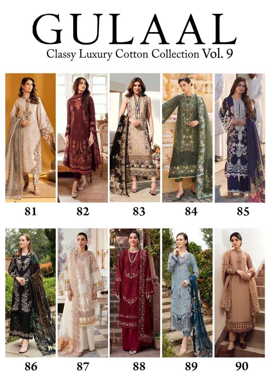 Gulaal Classy Luxury Cotton Vol 9 Dress Material Wholesale catalog