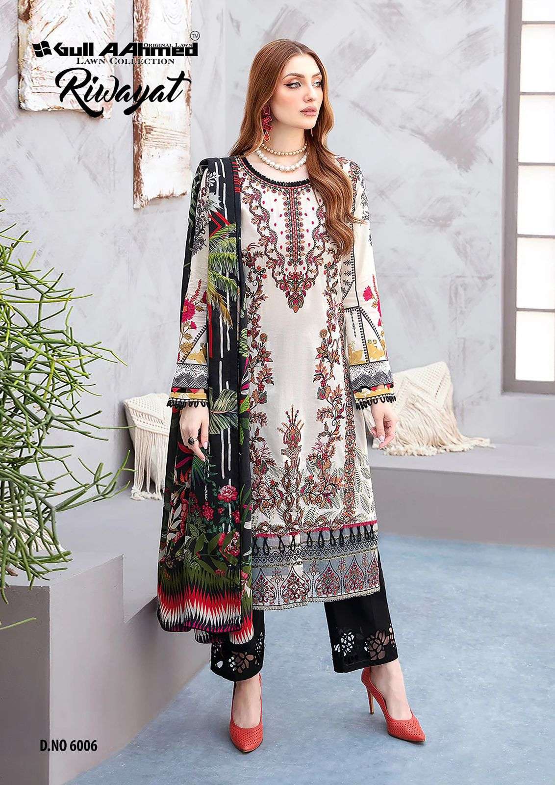 Gull A Ahmed Riwayat Vol 6 Lawn Cotton Dress Material Wholesale catalog