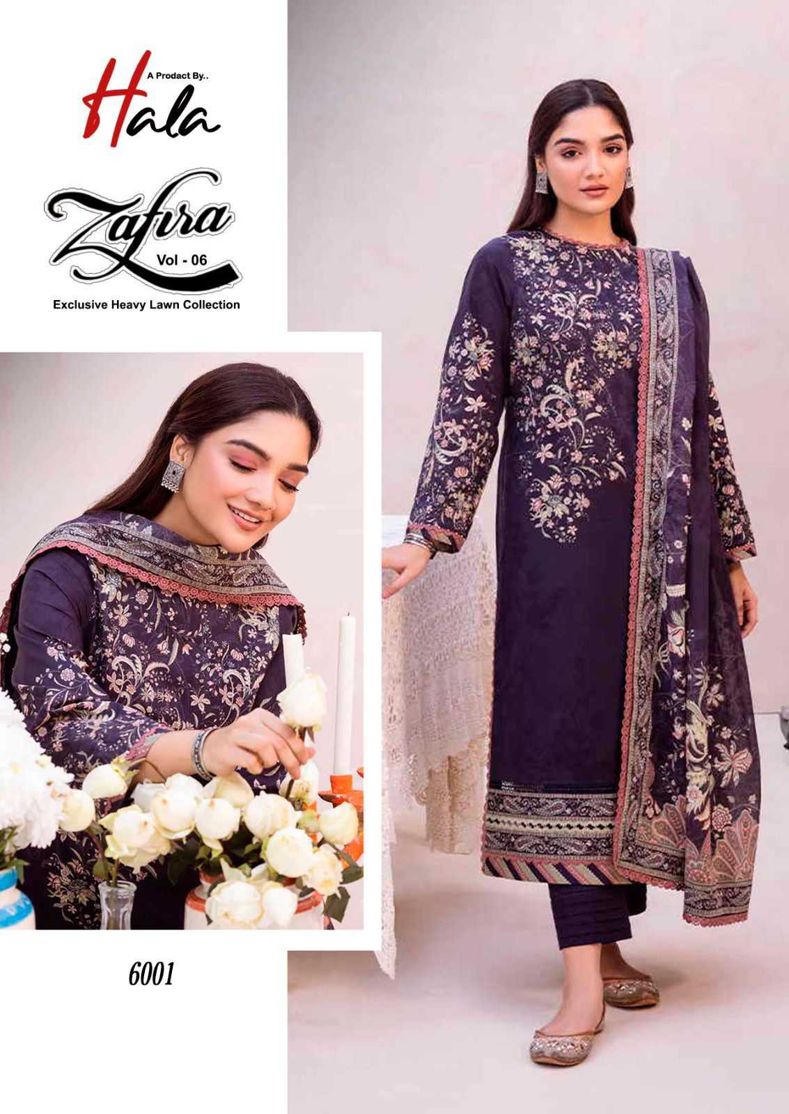 Hala Zafira Vol 6 Lawn Cotton Dress Material Wholesale catalog