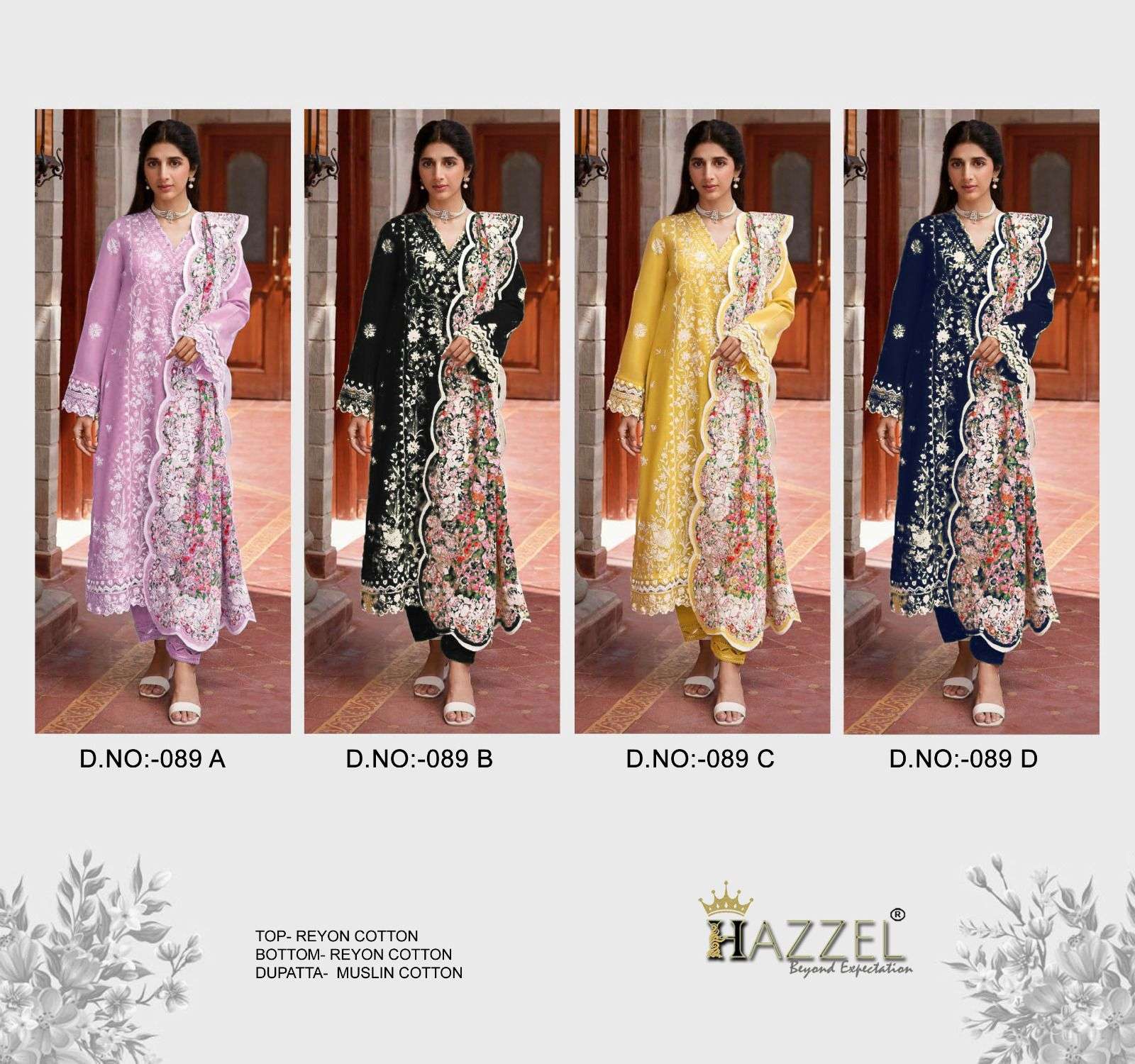 Hazzel 089 A To D Rayon Pakistani Suits Wholesale catalog