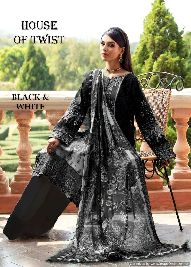 House Of Twist Black And White – Dress Material - Wholesale Catalog