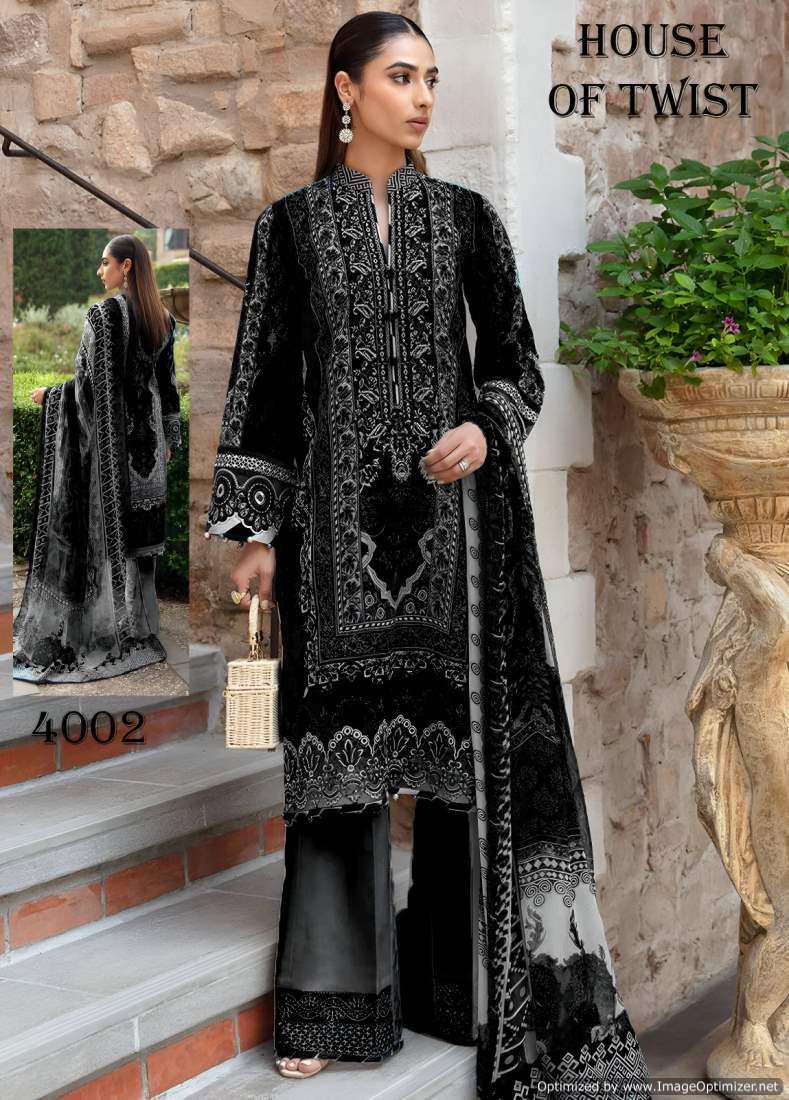 House Of Twist Black And White – Dress Material - Wholesale Catalog