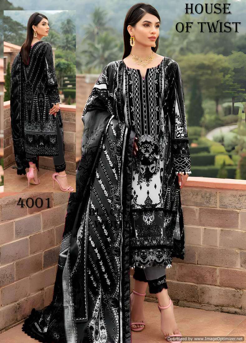 House Of Twist Black And White – Dress Material - Wholesale Catalog
