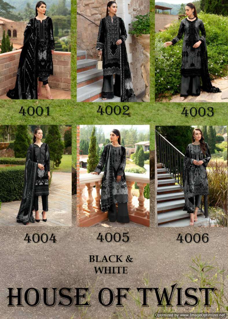 House Of Twist Black And White – Dress Material - Wholesale Catalog