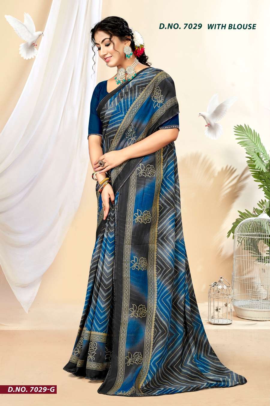 INDER SILK MILLS BLACK MONEY-7029 Saree Wholesale catalog