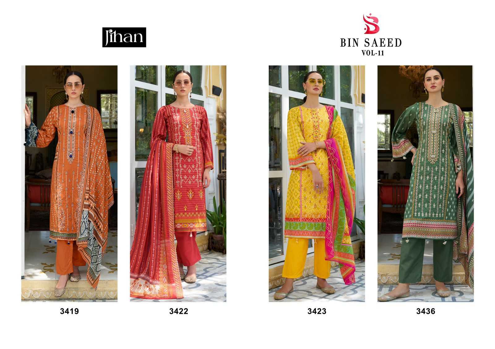 Jihan Bin Saeed Vol 11 Lawn Printed Pakistani Suits Wholesale catalog