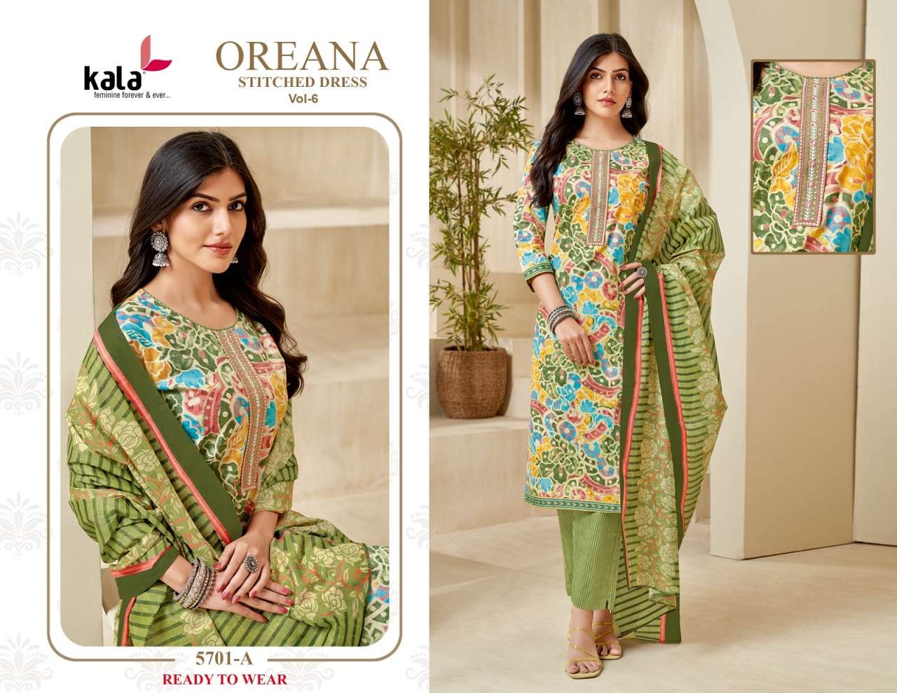 Kala Oreana Vol-6 – Kurti Pant With Dupatta Wholesale Catalog
