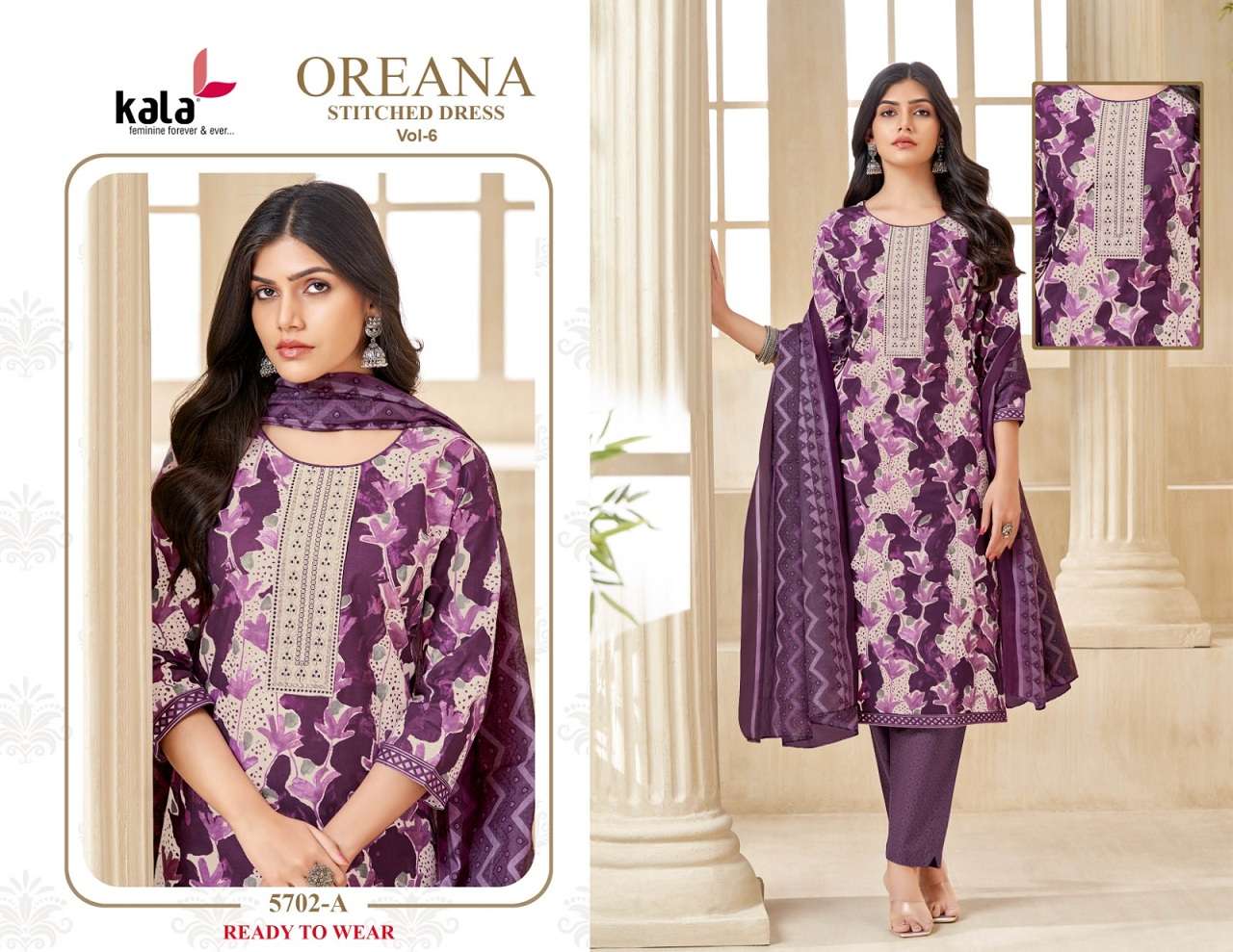 Kala Oreana Vol-6 – Kurti Pant With Dupatta Wholesale Catalog