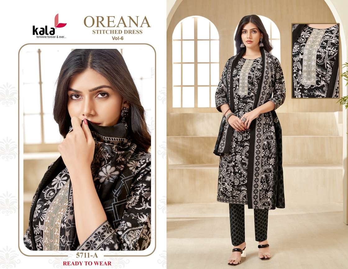 Kala Oreana Vol-6 – Kurti Pant With Dupatta Wholesale Catalog