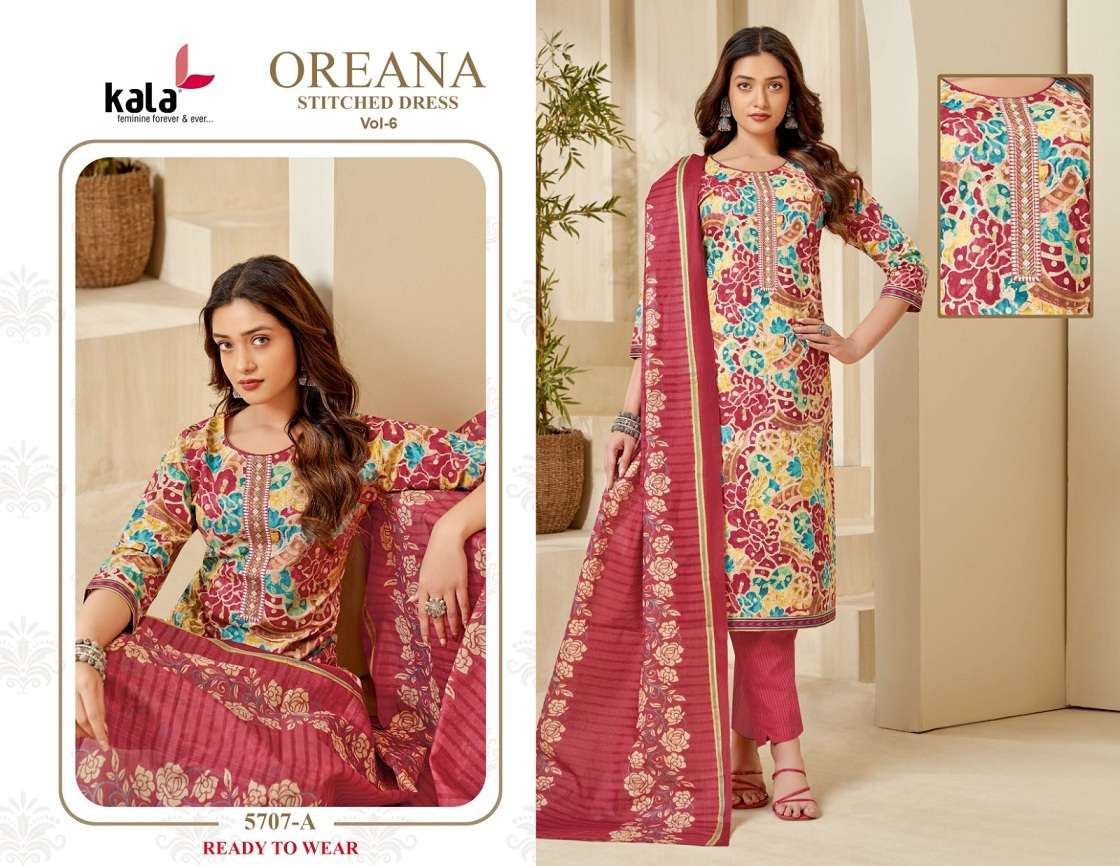 Kala Oreana Vol-6 – Kurti Pant With Dupatta Wholesale Catalog