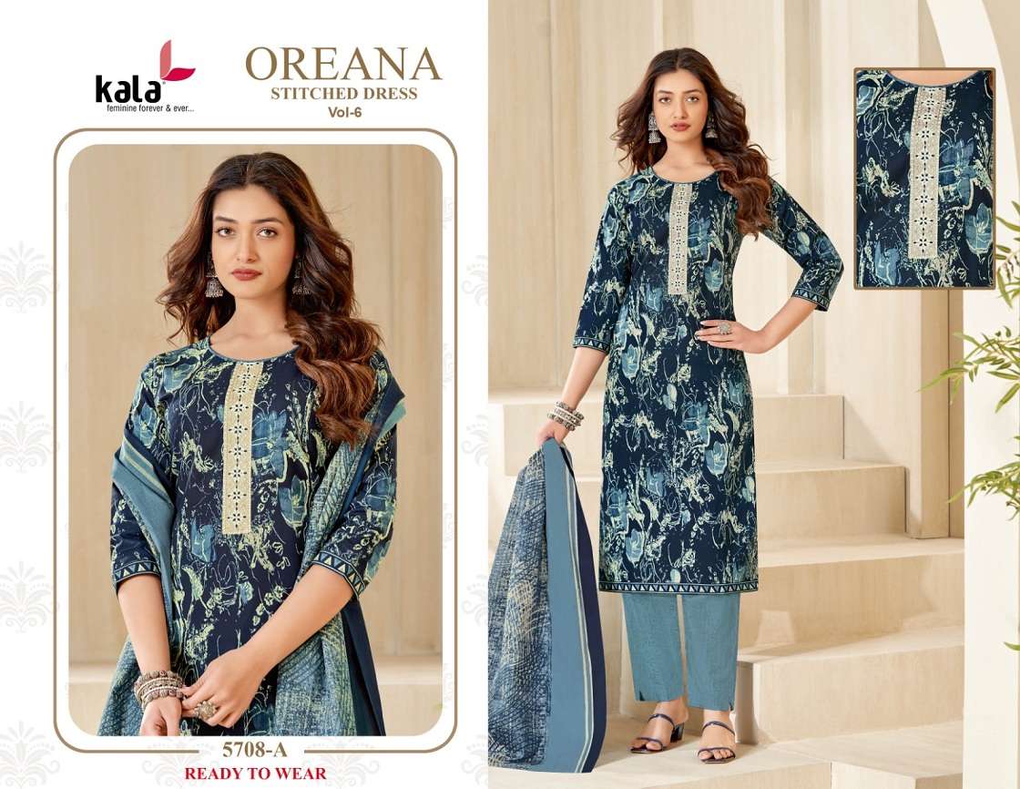 Kala Oreana Vol-6 – Kurti Pant With Dupatta Wholesale Catalog