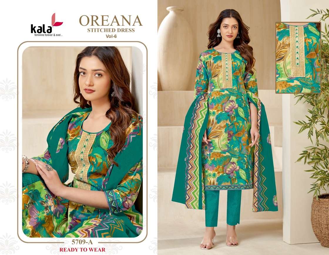 Kala Oreana Vol-6 – Kurti Pant With Dupatta Wholesale Catalog