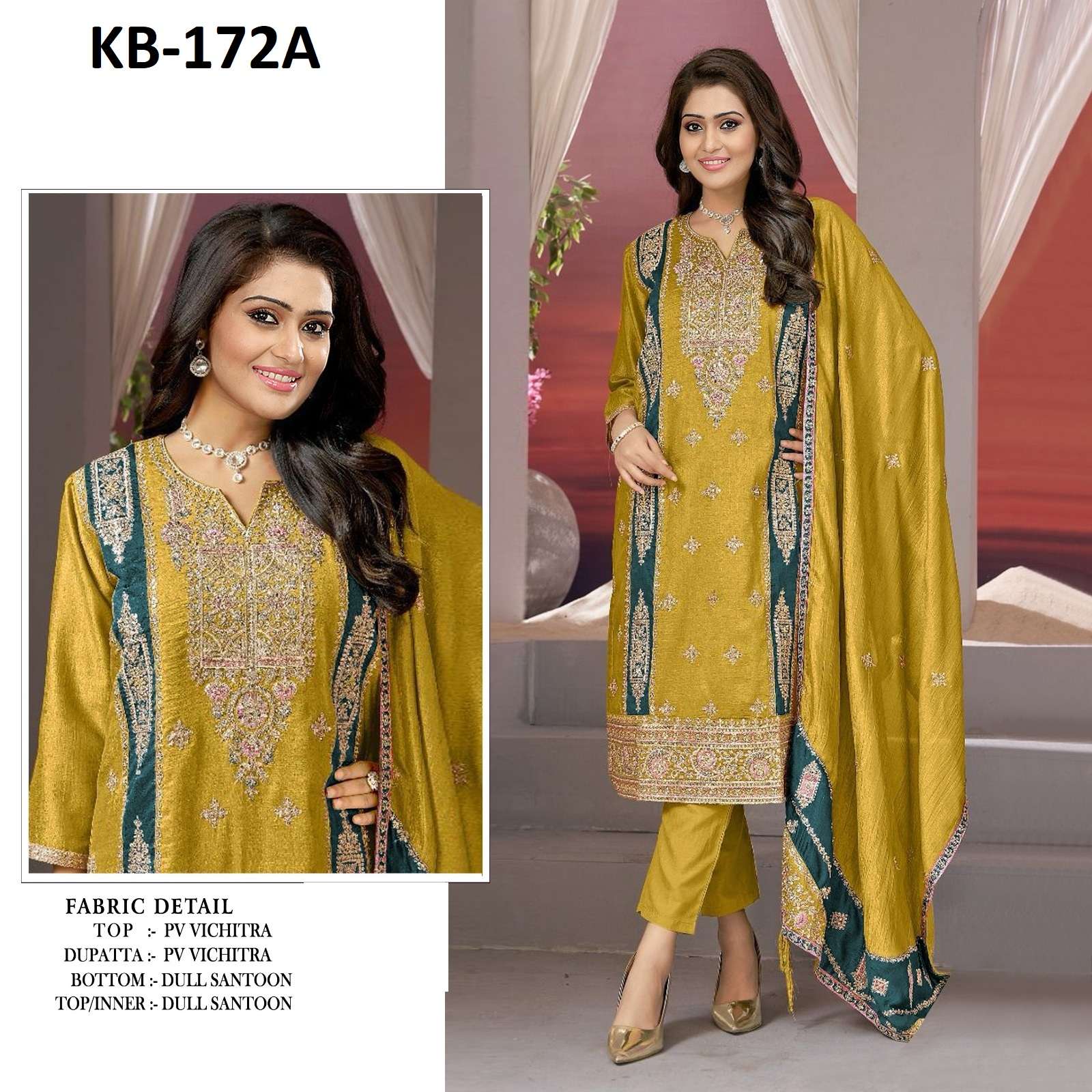 Kb Super Hit 172 Designer Embroidery Salwar Suits Wholesale catalog