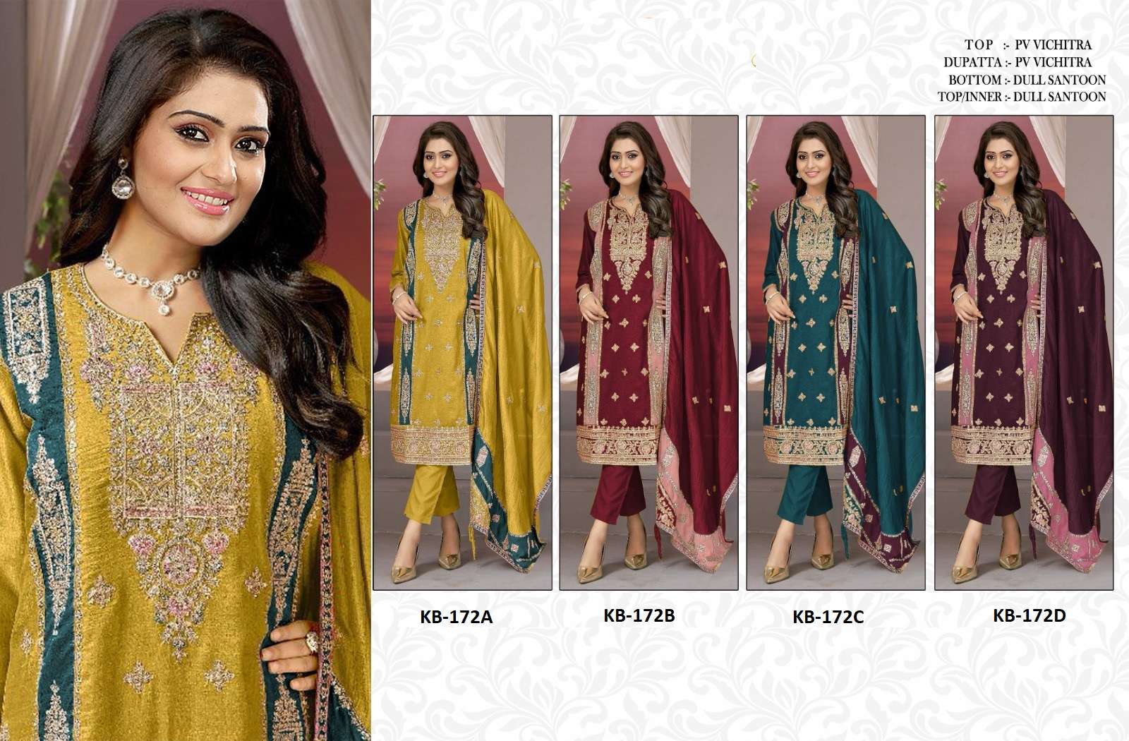 Kb Super Hit 172 Designer Embroidery Salwar Suits Wholesale catalog