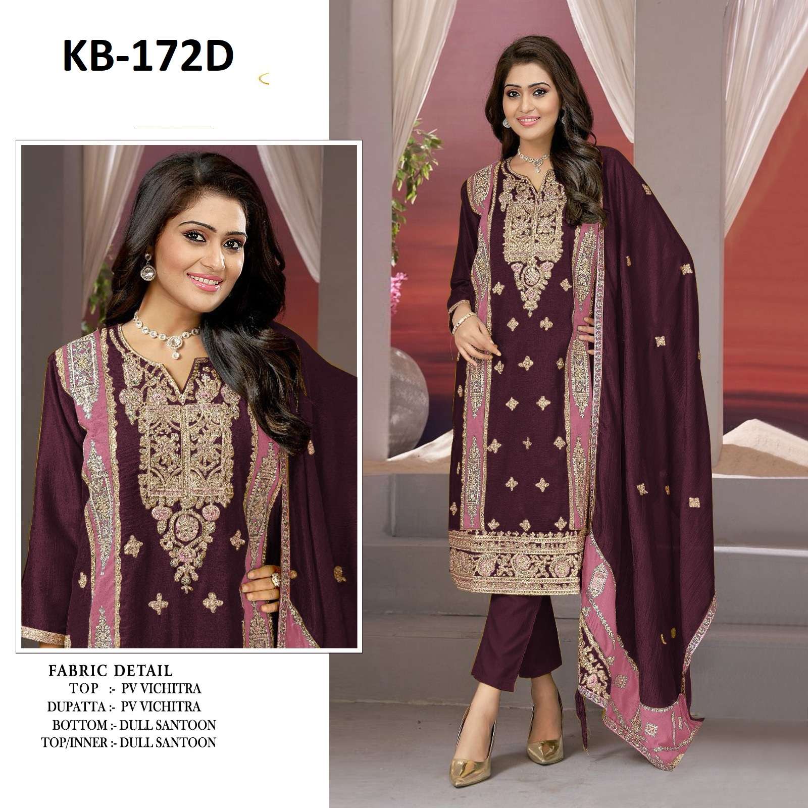 Kb Super Hit 172 Designer Embroidery Salwar Suits Wholesale catalog