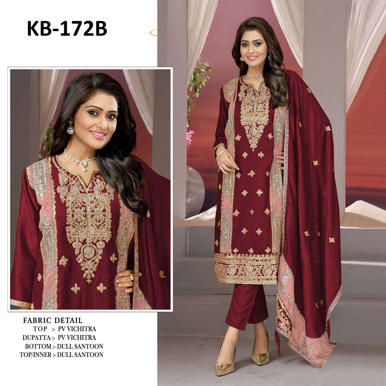Kb Super Hit 172 Designer Embroidery Salwar Suits Wholesale catalog