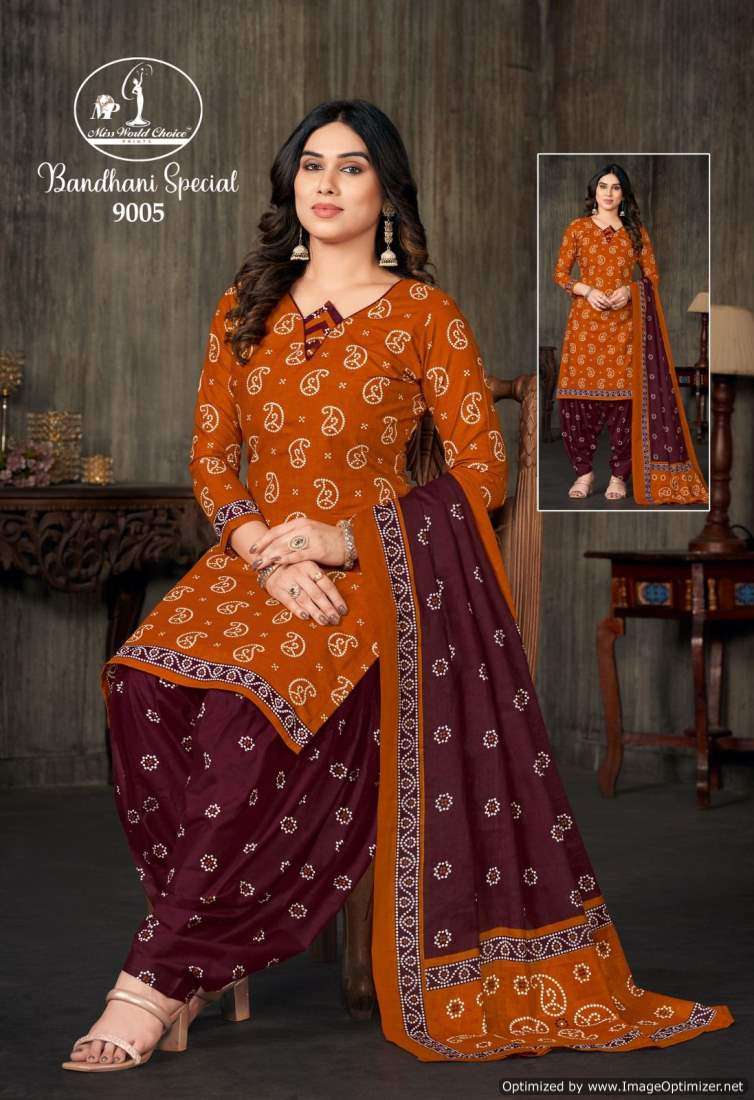 Miss World Bandhani Vol-9 – Dress Material - Wholesale Catalog