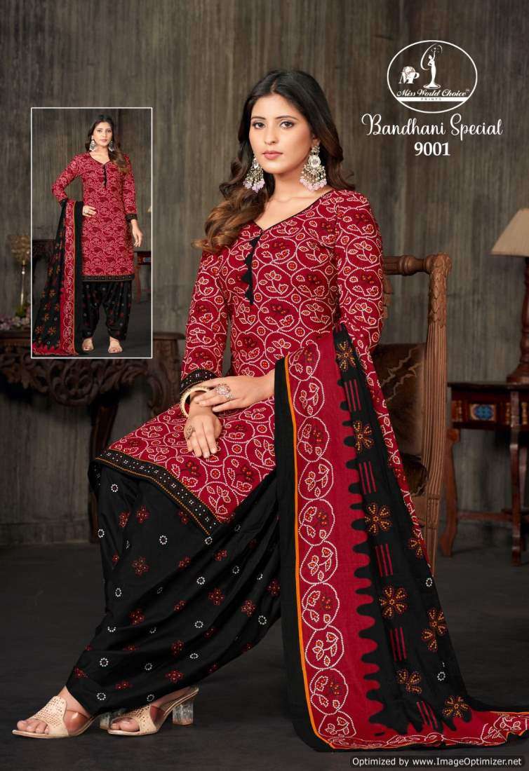 Miss World Bandhani Vol-9 – Dress Material - Wholesale Catalog