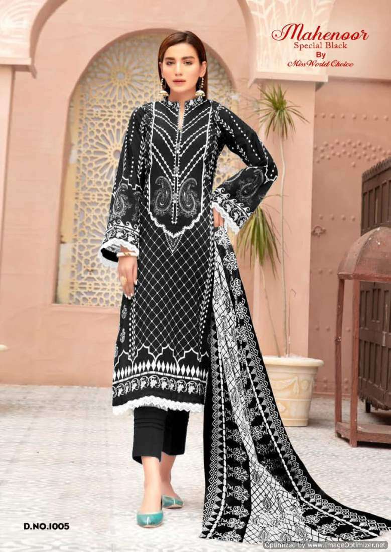 Miss World Mahenoor Black And White – Dress Material - Wholesale Catalog