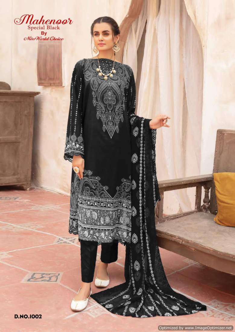 Miss World Mahenoor Black And White – Dress Material - Wholesale Catalog