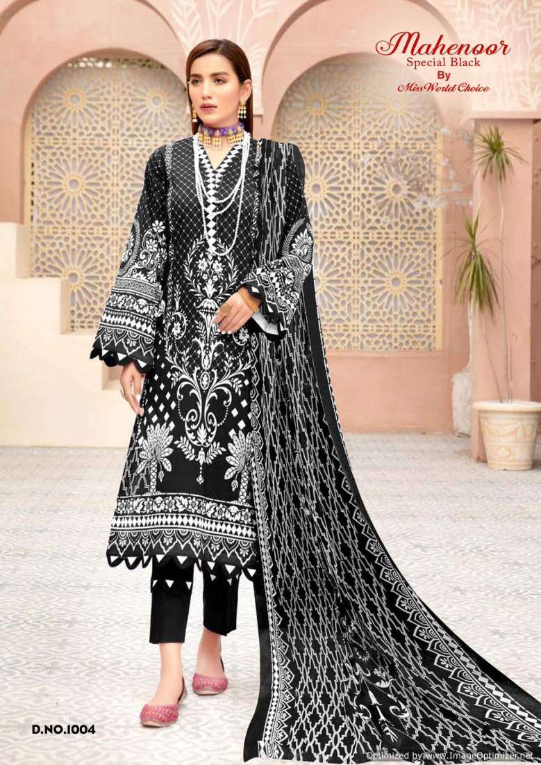 Miss World Mahenoor Black And White – Dress Material - Wholesale Catalog