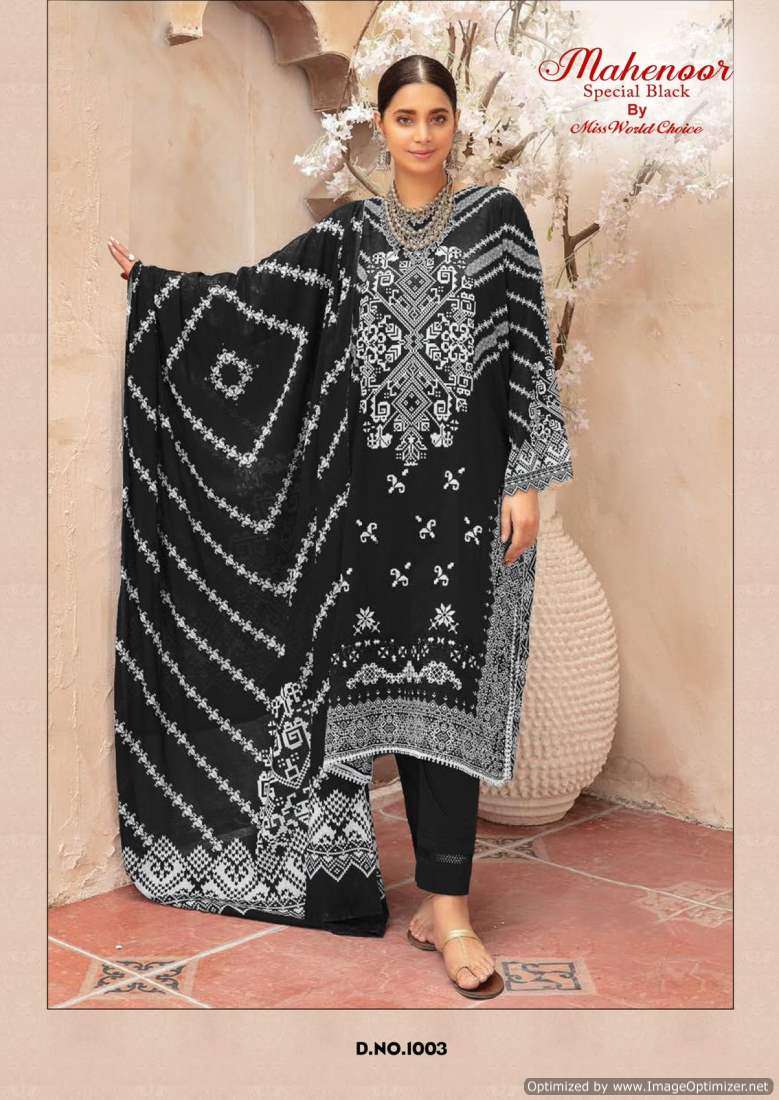 Miss World Mahenoor Black And White – Dress Material - Wholesale Catalog
