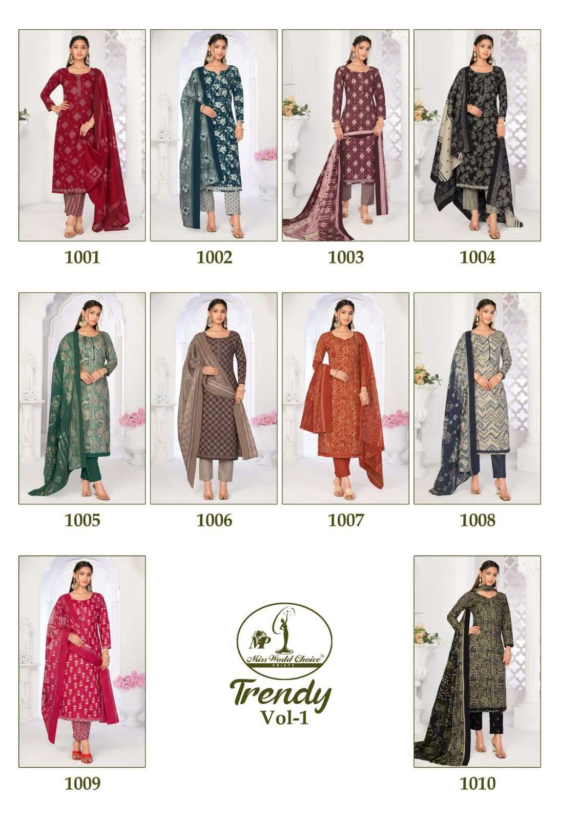 Miss World Trendy Vol-1 – Dress Material - Wholesale Catalog