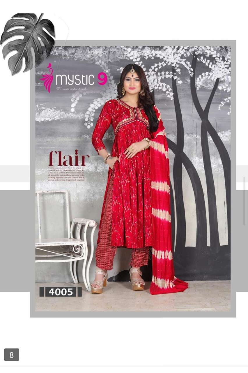 Mystic 9 Pooja Vol-4 – Aliya Cut Kurti With Pant And Dupatta - Wholesale Catalog