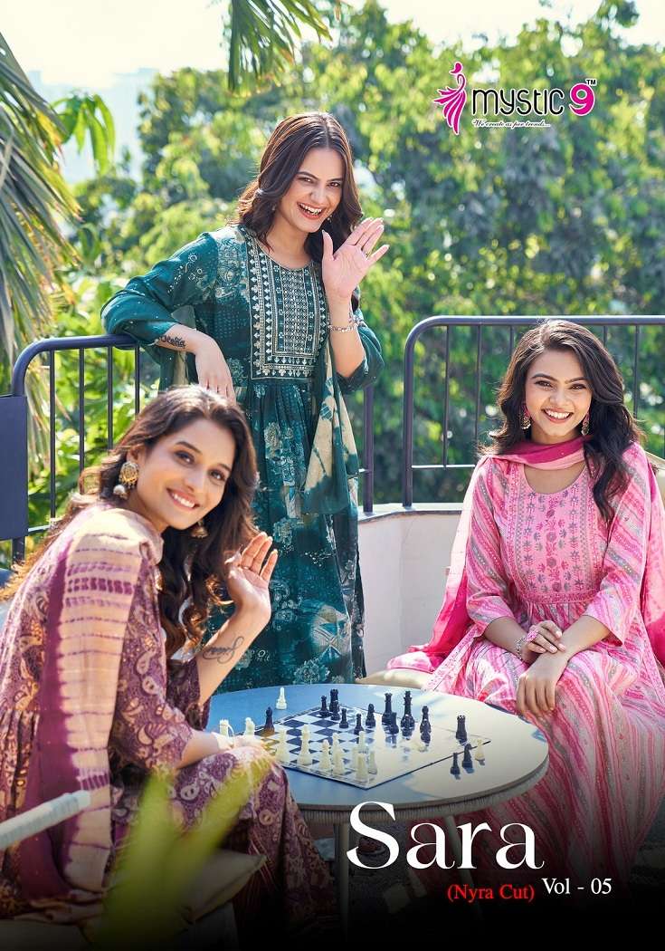 Mystic9 Sara Vol-5 – Nyra Cut Kurti Pant With Dupatta Wholesale Catalog