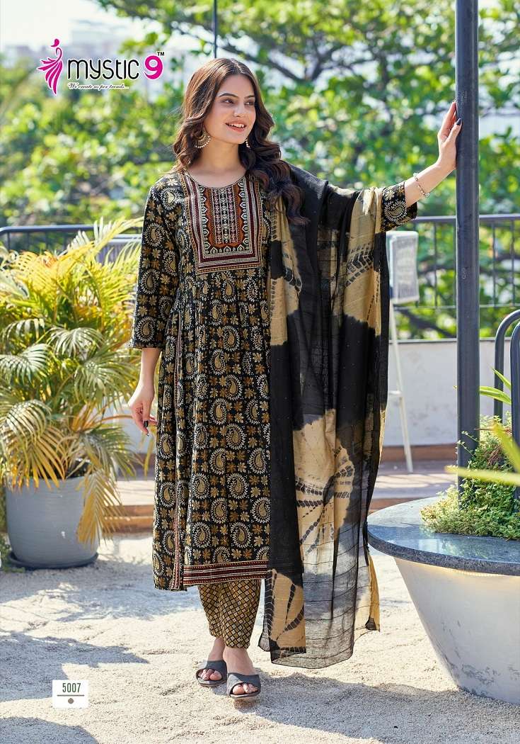 Mystic9 Sara Vol-5 – Nyra Cut Kurti Pant With Dupatta Wholesale Catalog