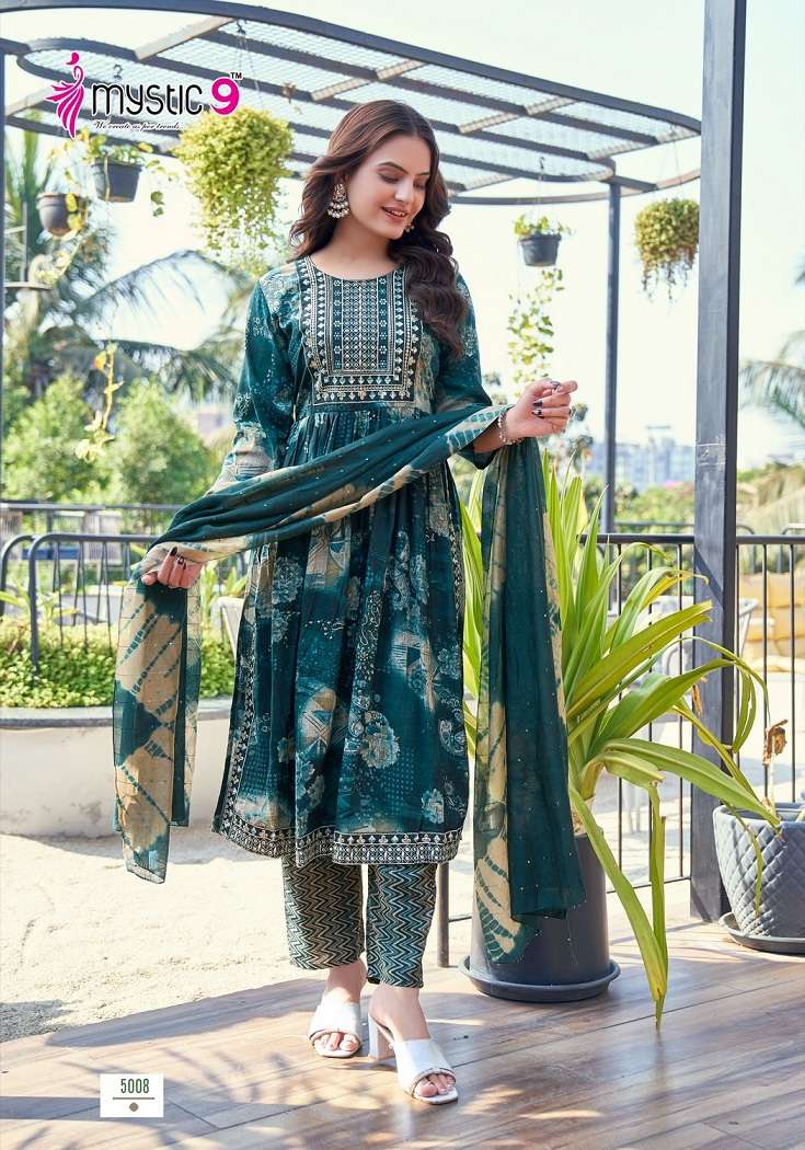 Mystic9 Sara Vol-5 – Nyra Cut Kurti Pant With Dupatta Wholesale Catalog