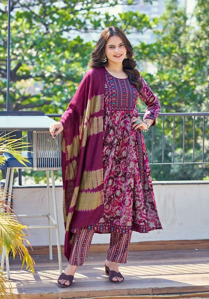 Mystic9 Sara Vol-5 – Nyra Cut Kurti Pant With Dupatta Wholesale Catalog