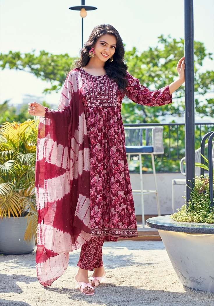 Mystic9 Sara Vol-5 – Nyra Cut Kurti Pant With Dupatta Wholesale Catalog