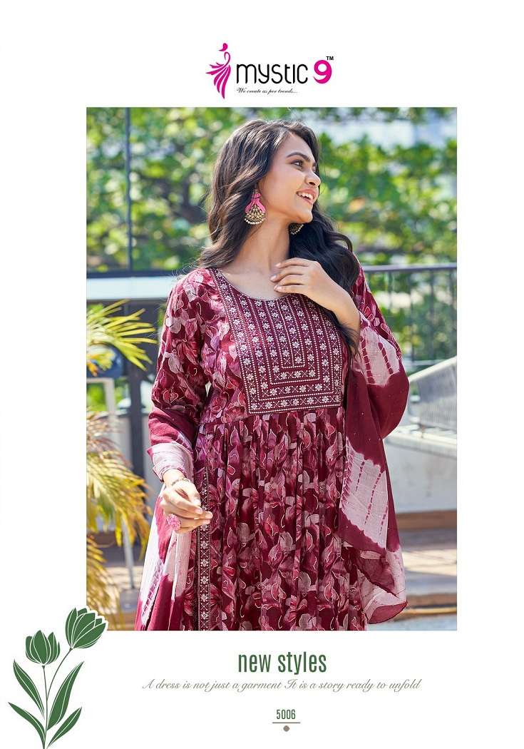 Mystic9 Sara Vol-5 – Nyra Cut Kurti Pant With Dupatta Wholesale Catalog