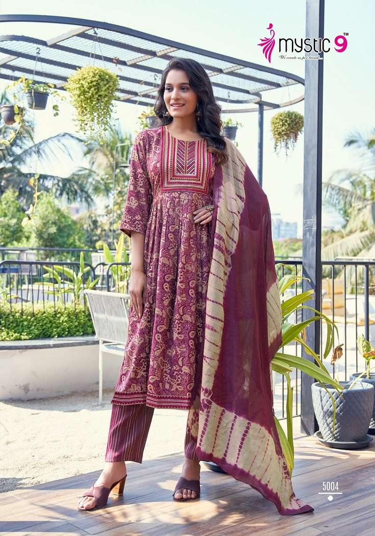 Mystic9 Sara Vol-5 – Nyra Cut Kurti Pant With Dupatta Wholesale Catalog