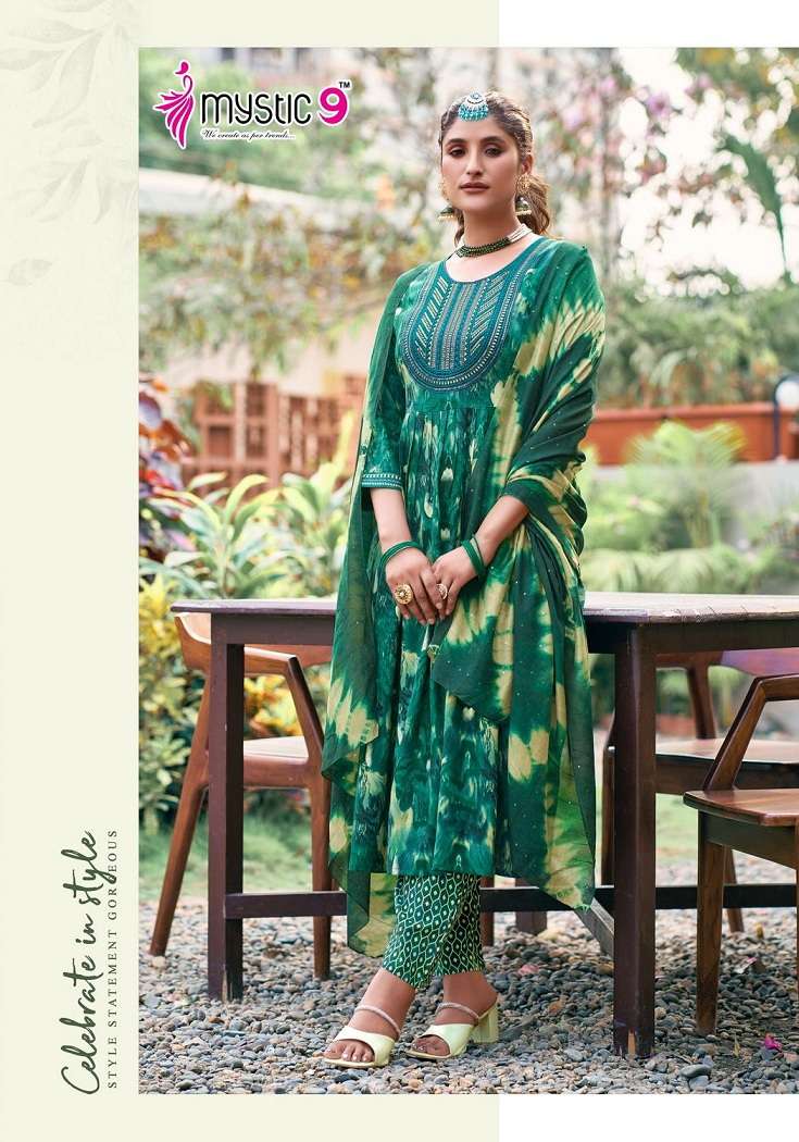 Mystic9 Shanaya Vol-1 – Umbrella Cut Kurti With Pant And Dupatta Wholesale Catalog