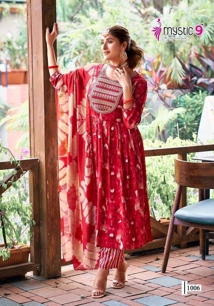 Mystic9 Shanaya Vol-1 – Umbrella Cut Kurti With Pant And Dupatta Wholesale Catalog