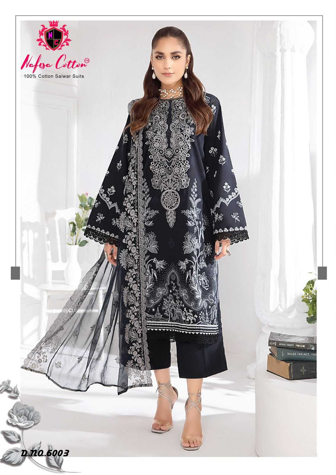 Nafisa Black And White Vol 6 Karachi Cotton Dress Material Wholesale catalog