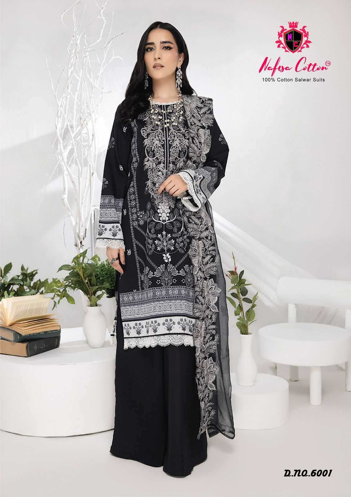 Nafisa Black And White Vol 6 Karachi Cotton Dress Material Wholesale catalog