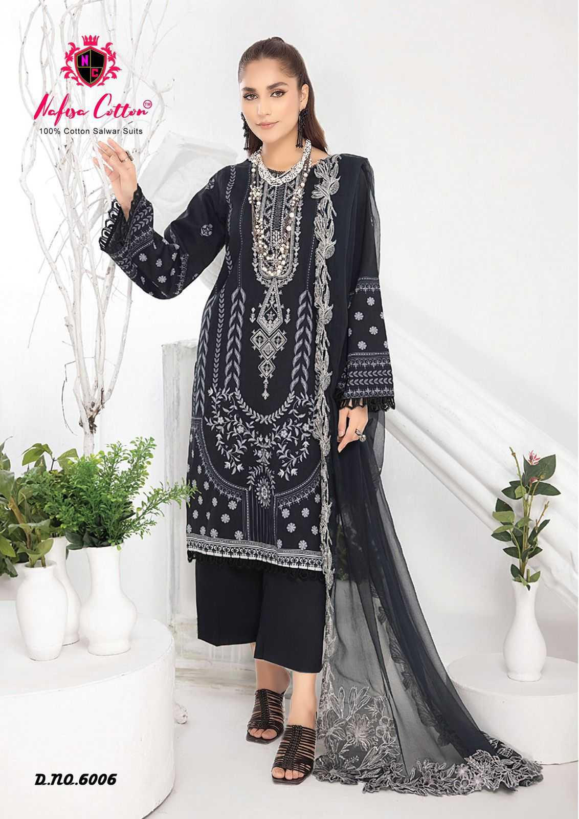 Nafisa Black And White Vol 6 Karachi Cotton Dress Material Wholesale catalog