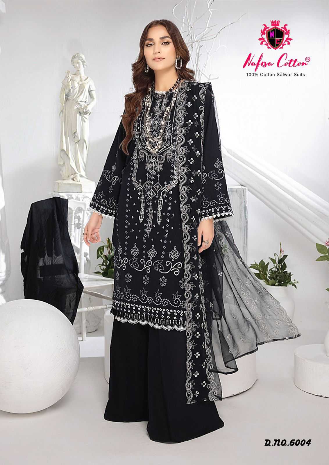 Nafisa Black And White Vol 6 Karachi Cotton Dress Material Wholesale catalog