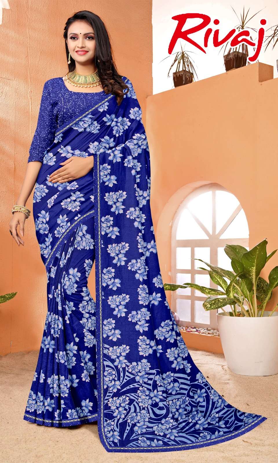 Revaaj Renial fancy flower print Saree Wholesale catalog