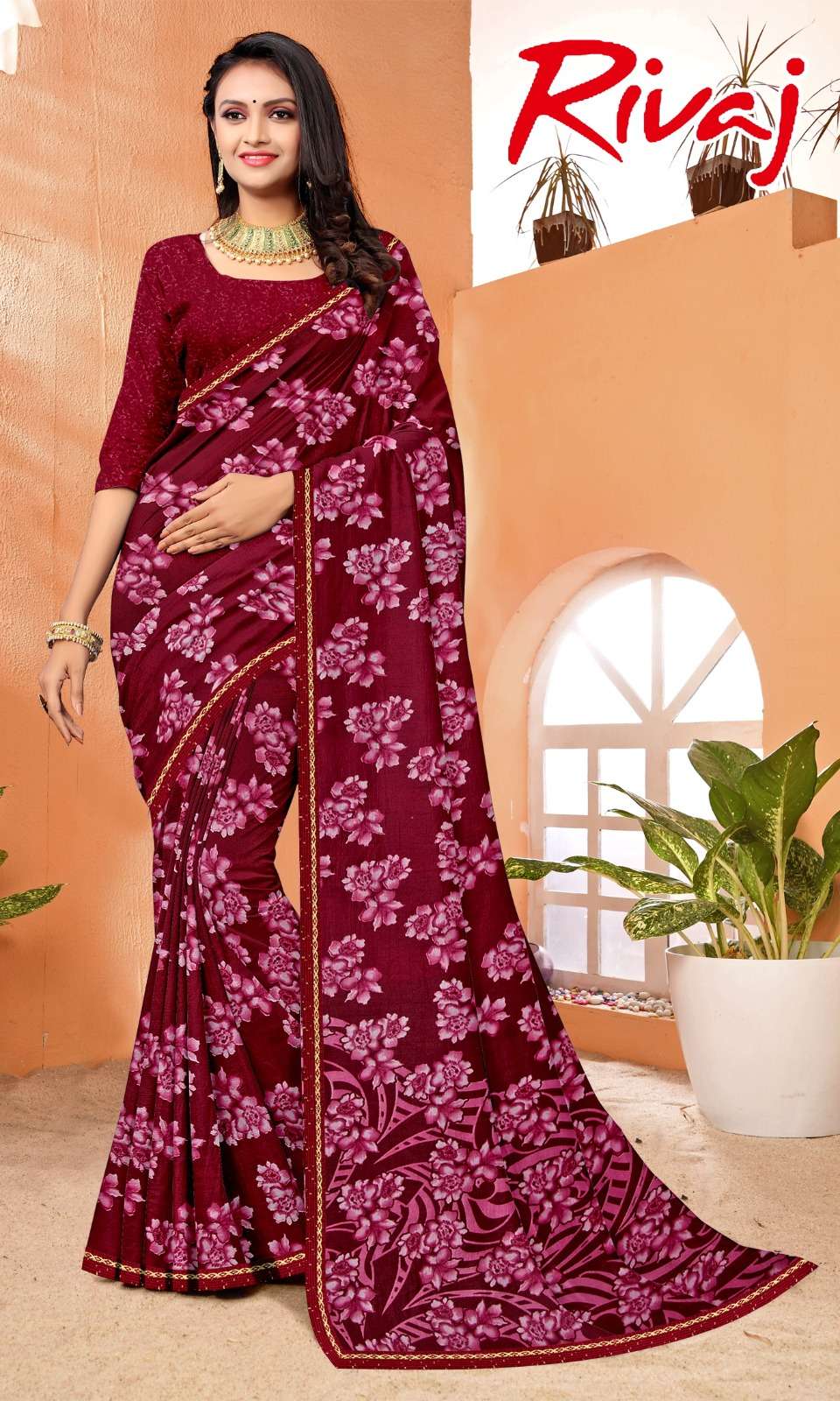 Revaaj Renial fancy flower print Saree Wholesale catalog