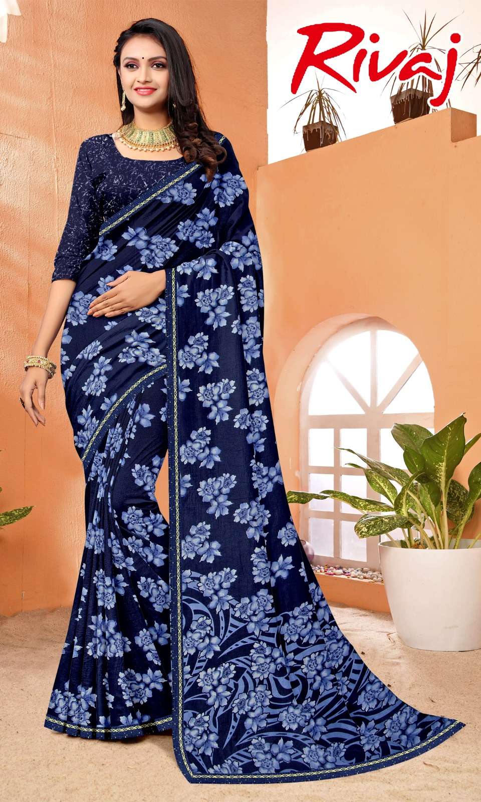 Revaaj Renial fancy flower print Saree Wholesale catalog