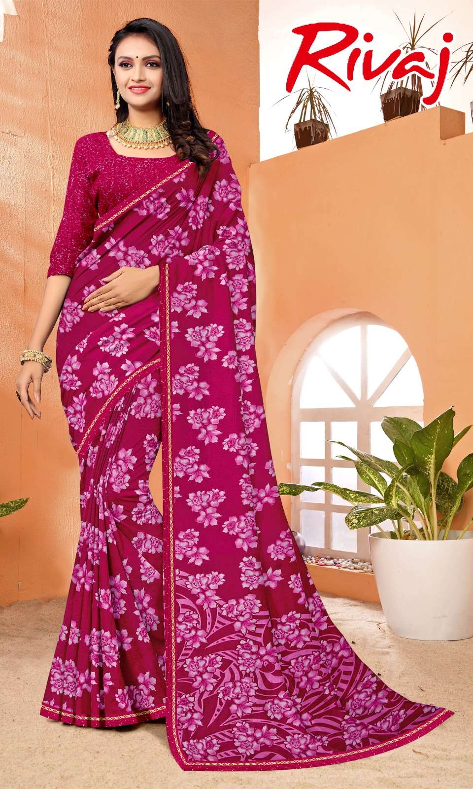 Revaaj Renial fancy flower print Saree Wholesale catalog