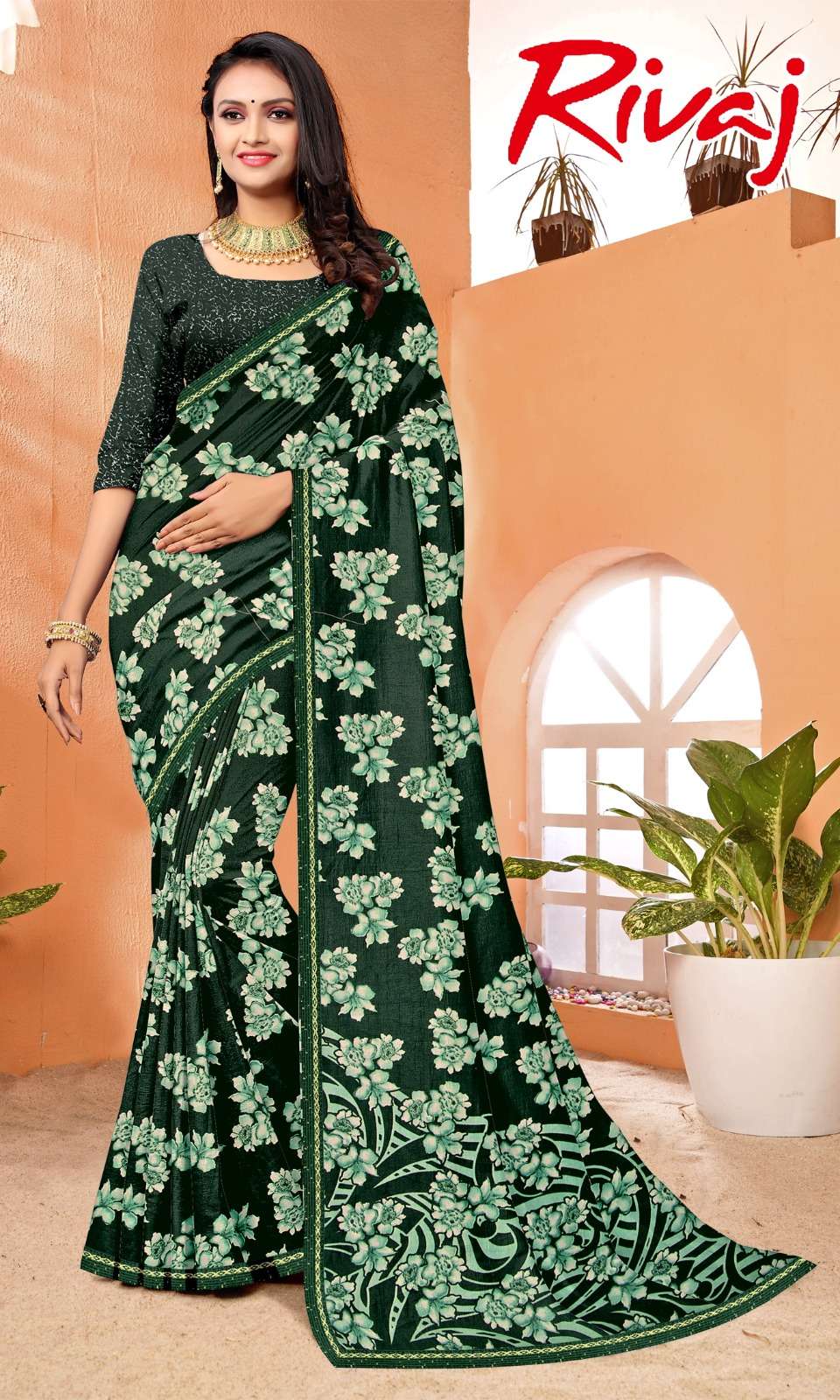 Revaaj Renial fancy flower print Saree Wholesale catalog